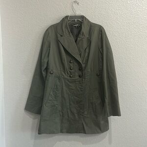 Rewind Women's Size XL Olive Green Military Style Double Breasted Lined Jacket